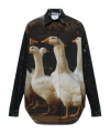 Moschino Multicolor Goose Print Shirt In Black