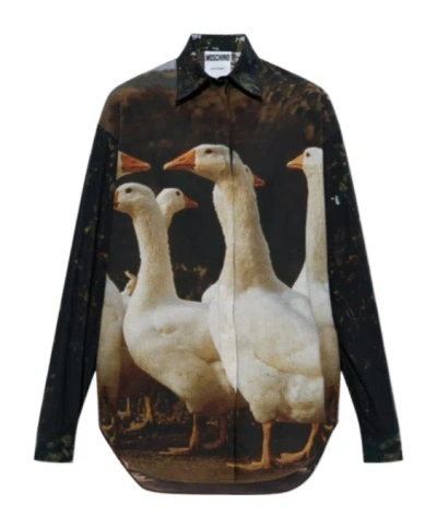 MOSCHINO MOSCHINO GOOSE PRINTED LONG-SLEEVED SHIRT