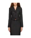 Moschino Cropped Striped Blazer In Black