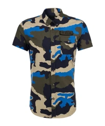 Moschino Lapel Short-sleeved Shirt In Black