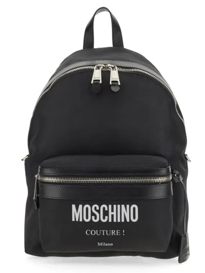 Moschino Large Backpack With Logo In Black