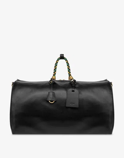 Moschino Large Braided Cord Boston Bag In Black