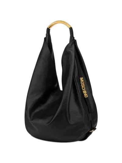 Moschino Large Handle Me Leather Shoulder Bag In Black