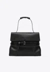 Moschino Large Tie Me Leather Shoulder Bag In Black