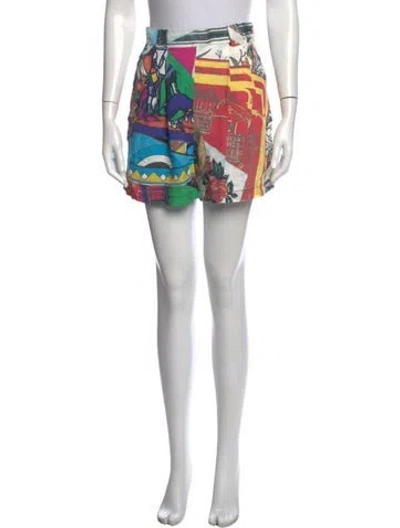 Pre-owned Moschino Late 1980's - Early 1990's Mini Shorts In Blue/red