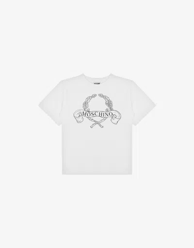 Moschino Kids' Laurel Crown Cotton Jersey T-shirt In White