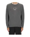 Moschino Wool And Cashmere Pullover Laurel Crown Embroidery In Gray