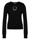 Moschino Laurel Crown Embroidered Logo Sweater In Black