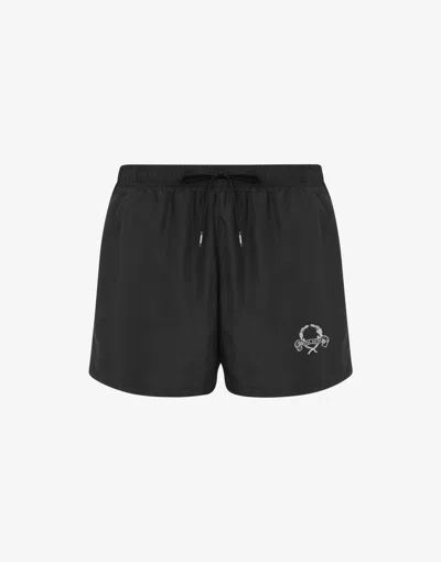 MOSCHINO LAUREL CROWN LOGO BEACH BOXER SHORTS