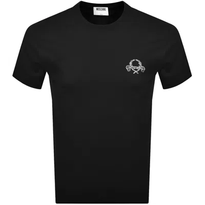 MOSCHINO MOSCHINO LAUREL CROWN LOGO T SHIRT BLACK