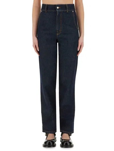 MOSCHINO MOSCHINO "LAUREL CROWN PATCH" DENIM PANTS