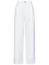 Moschino Wide-leg White Jeans With Laurel Crown Patch In White