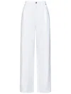 Moschino Wide-leg White Jeans With Laurel Crown Patch In White