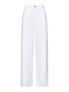 Moschino Wide-leg White Jeans With Laurel Crown Patch In White