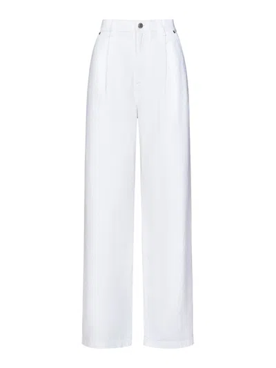 MOSCHINO LAUREL CROWN PATCH WHITE COTTON BULL JEANS