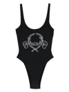 Moschino Couture One-piece Swimsuit Laurel Crown Logo In Black