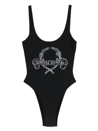 MOSCHINO LAUREL CROWN-PRINT SWIMSUIT