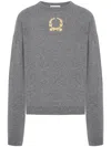 Moschino Wool And Cashmere Pullover Laurel Crown Embroidery In Grey
