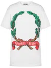 Moschino T-shirt In Organic Jersey Laurel Crown In White