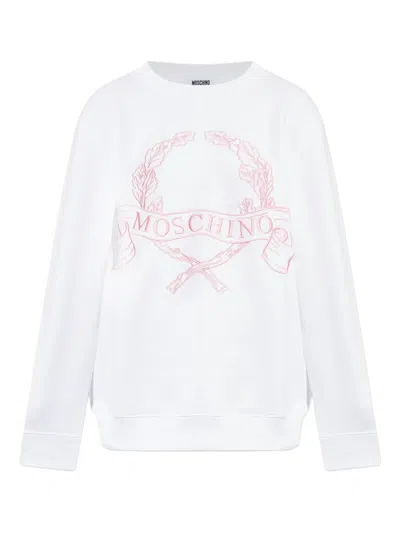 Moschino Laurel Wreath Embroidered Sweatshirt In White