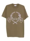Moschino Cotton T-shirt With Contrasting Embroidered Logo In Brown