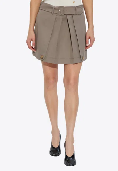 Moschino Layered Belted Mini Skirt In Gray