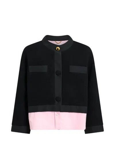 Moschino Layered Bouclé-knit Jacket In Black