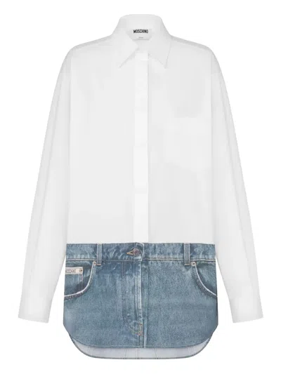 Moschino Layered-design Long-sleeve Shirt In White