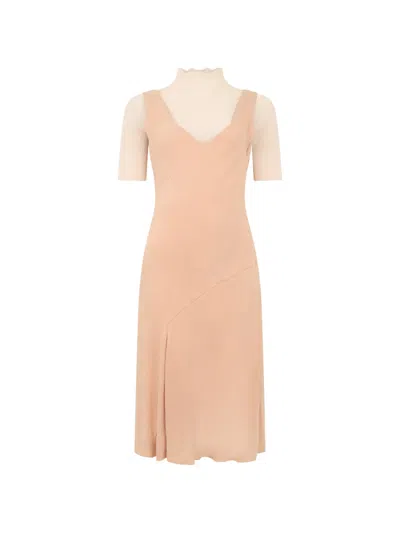 Moschino Layered-effect Midi Dress In Brown