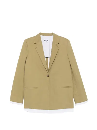 Moschino Layered-effect Notched-lapel Blazer In Nude
