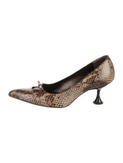 Pre-owned Moschino Leather Animal Print Pumps In Brown
