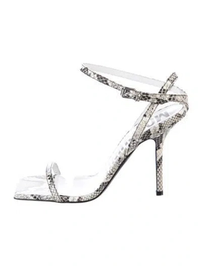 Pre-owned Moschino Leather Animal Print Sandals In Neutral