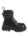 Moschino Glossy Leather Lace-up Boot With Sole In Black