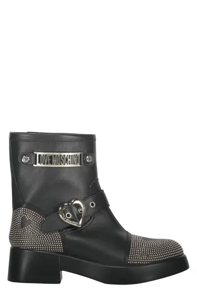 MOSCHINO LEATHER ANKLE BOOTS