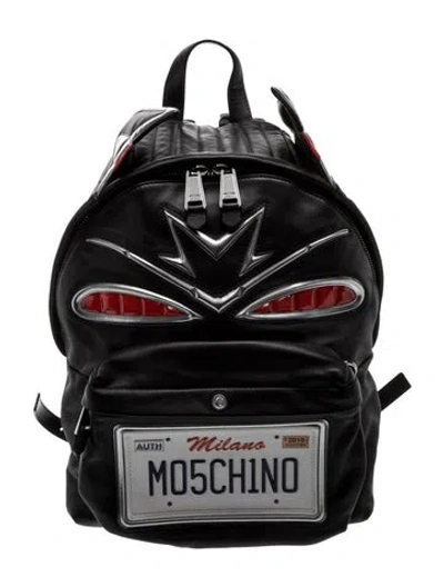 Pre-owned Moschino Leather Backpack In Black