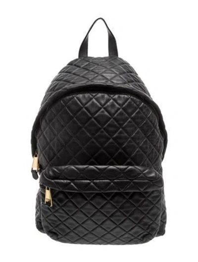Pre-owned Moschino Leather Backpack In Black