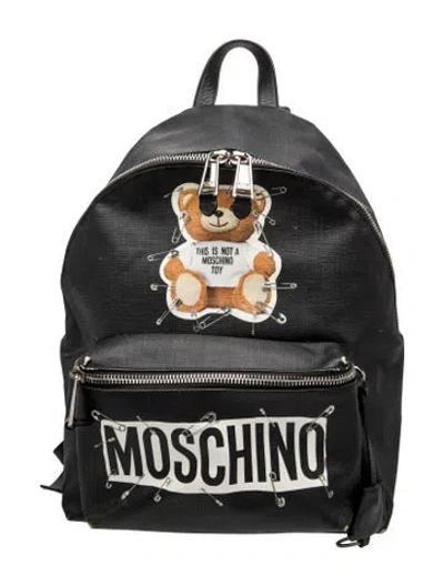 Pre-owned Moschino Leather Backpack In Black
