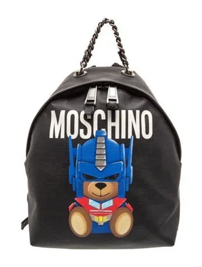 Pre-owned Moschino Leather Backpack In Black