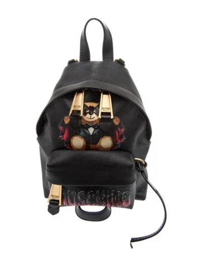 Pre-owned Moschino Leather Backpack In Black