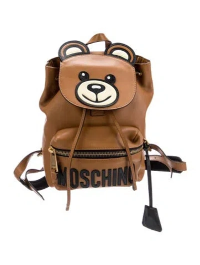 Pre-owned Moschino Leather Backpack In White