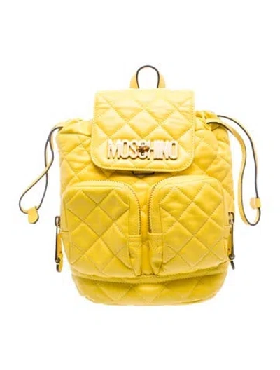 Pre-owned Moschino Leather Backpack In Yellow