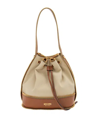 Moschino Leather Bag In Beige