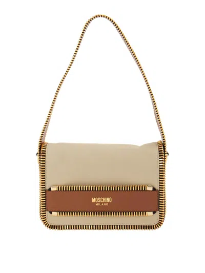 Moschino Leather Bag In Beige