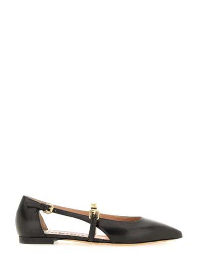 Moschino Leather Ballerina In Black