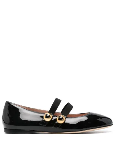 Moschino 5mm Patent Leather Flats In Black