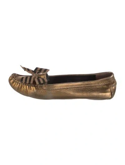 Pre-owned Moschino Leather Ballet Flats In Gold