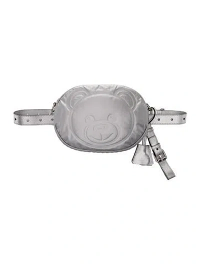 Pre-owned Moschino Leather Belt Bag In Silver