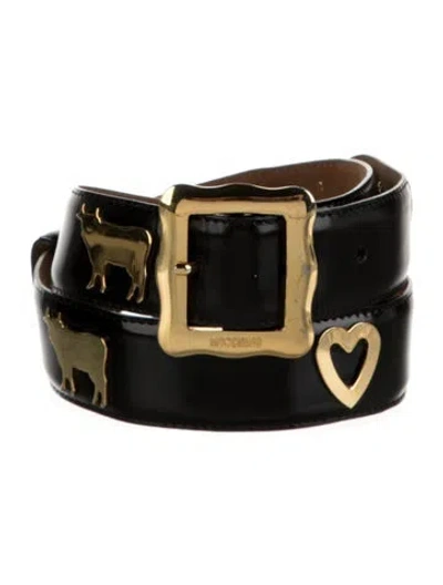 Pre-owned Moschino Leather Belt In Black