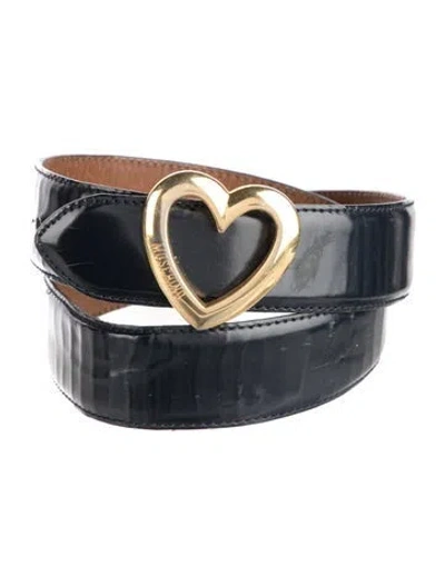 Pre-owned Moschino Leather Belt In Blue