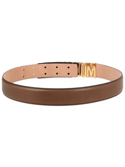 Moschino Leather Belt In Brown